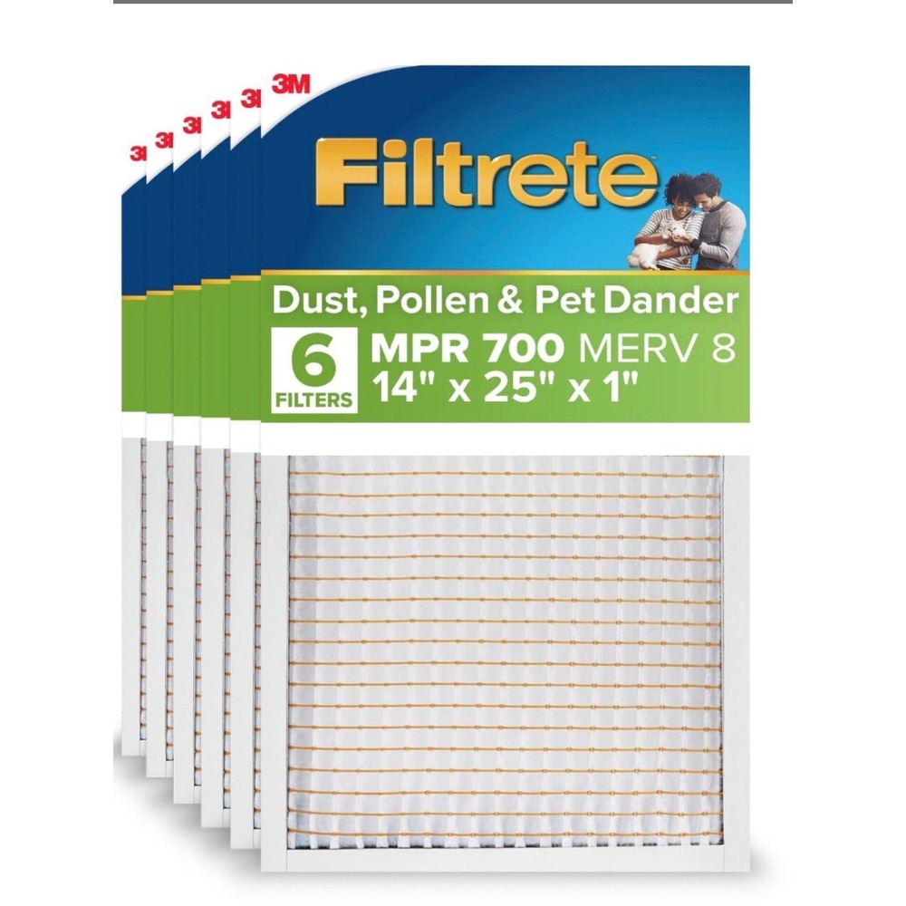Filtrete 14x25x1 Air Filter 6 Pack Pollen Pet Dander Reduction HVAC AC Furnace